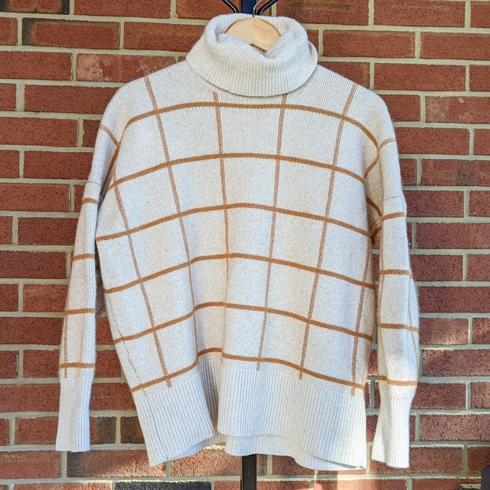 Madewell Windowpane Turtleneck Sweater